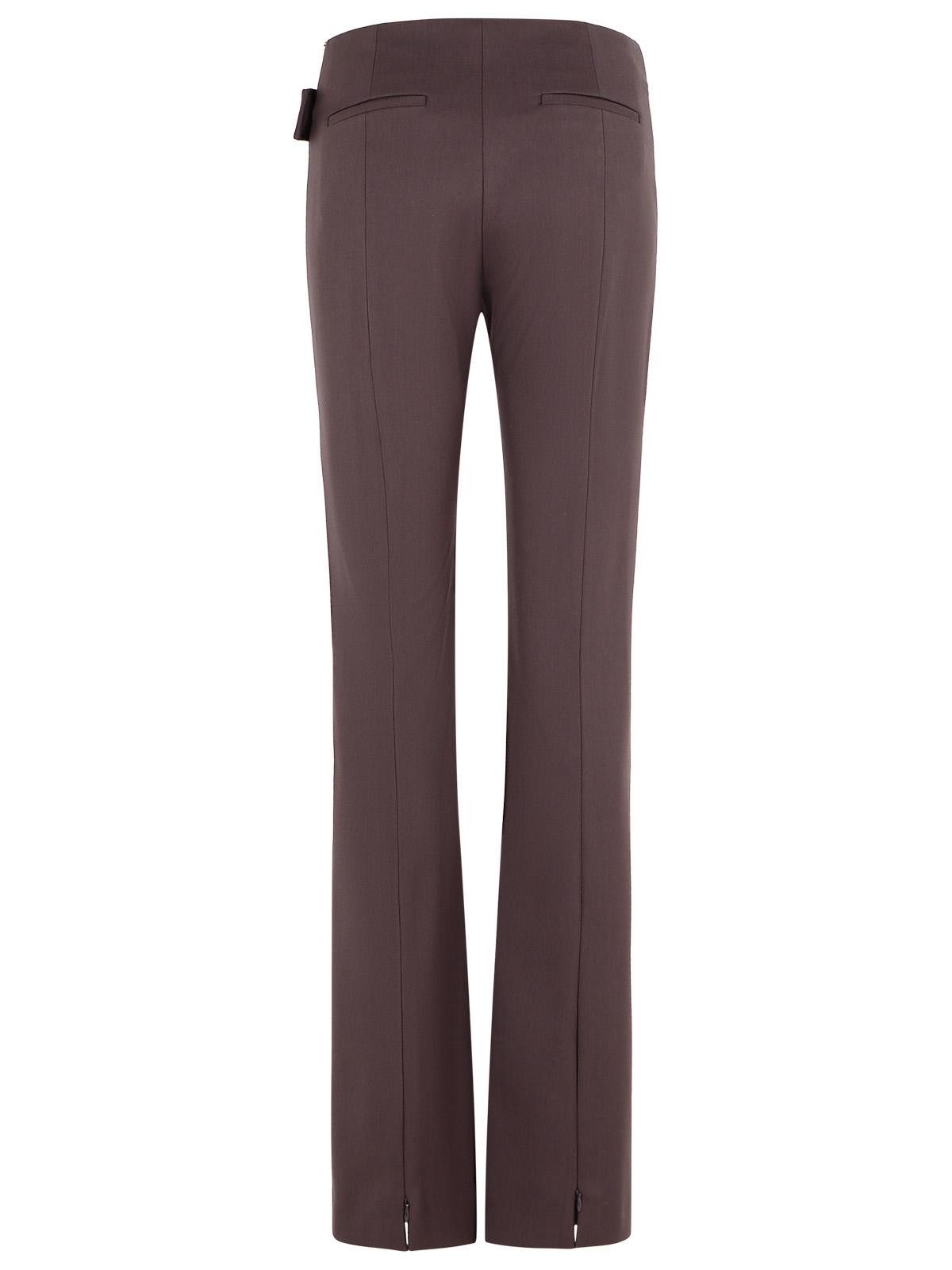 Sportmax SPORTMAX 'Banda' Slim Trousers With Asymmetric Belt In Coffee Virgin Wool Blend Size 28" / US 6 / IT 42 - 3 Thumbnail