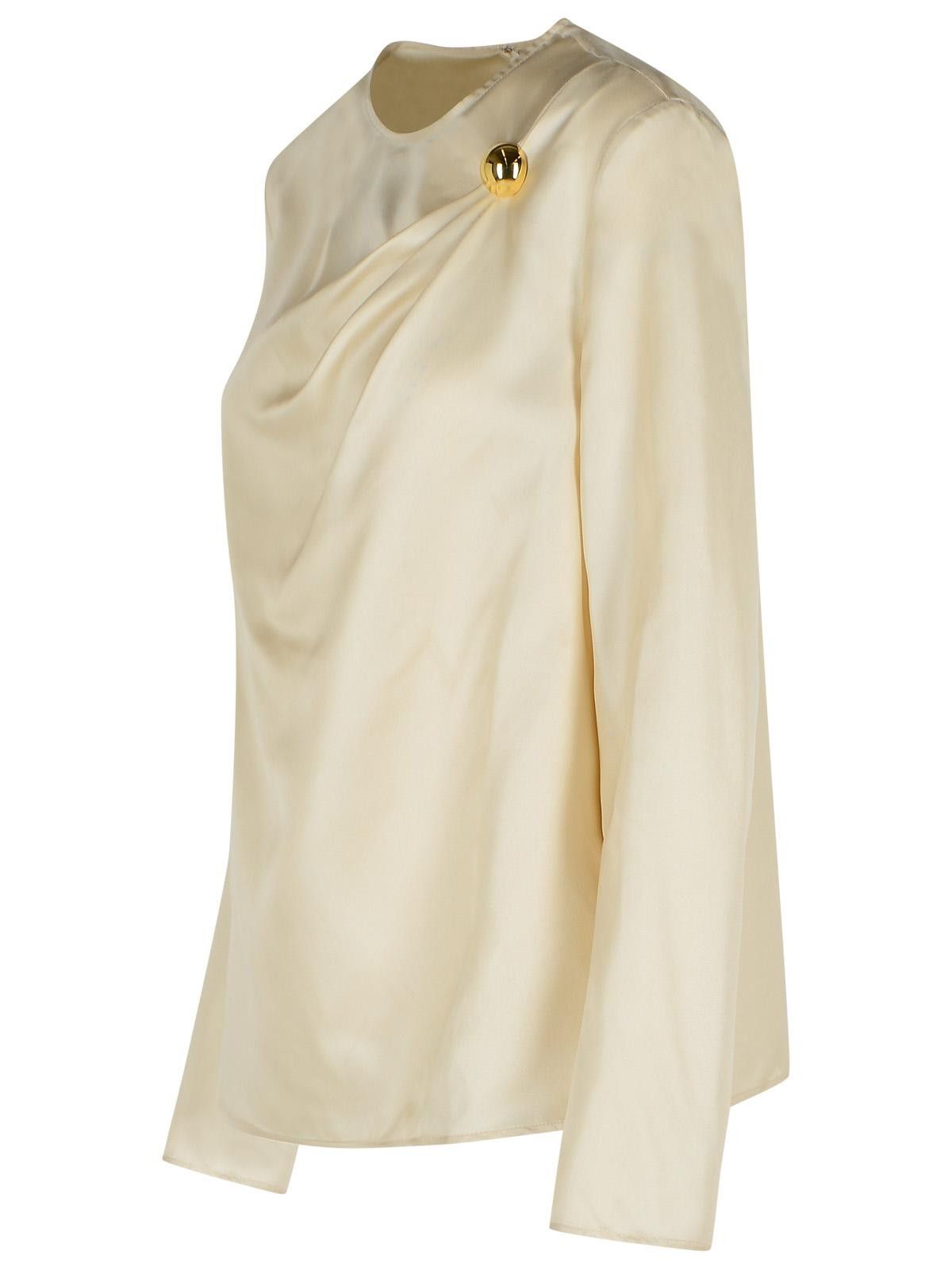 Loulou de Saison LOULOU DE SAISON 'Azae' Draped Blouse In Ivory Silk Size M / US 6-8 / IT 42-44 - 2 Thumbnail