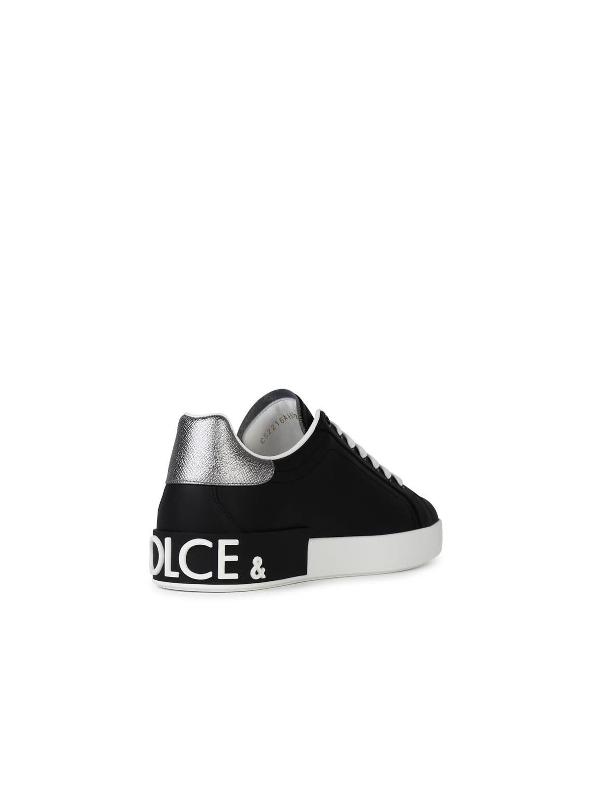 Dolce & Gabbana DOLCE & GABBANA 'Portofino' Black Leather Sneakers Size US 13 / EU 46 - 3 Thumbnail