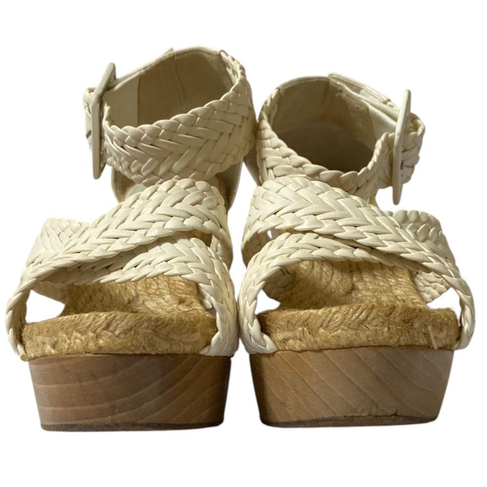 Hermes Hermes Hermes Mesh Leather Wedge Wood Sandals Leather Shoes DUTY FREE for USA Size ONE SIZE - 4 Thumbnail