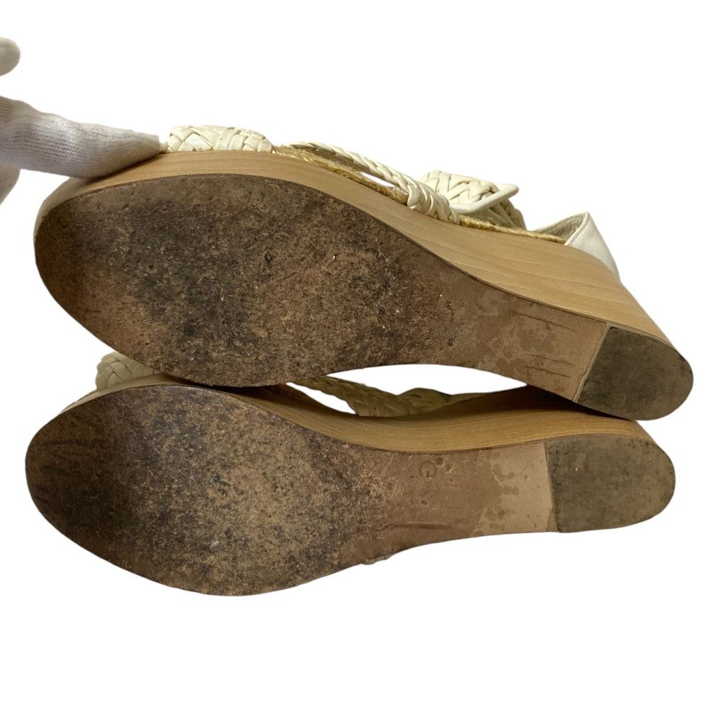 Hermes Hermes Hermes Mesh Leather Wedge Wood Sandals Leather Shoes DUTY FREE for USA Size ONE SIZE - 10 Thumbnail