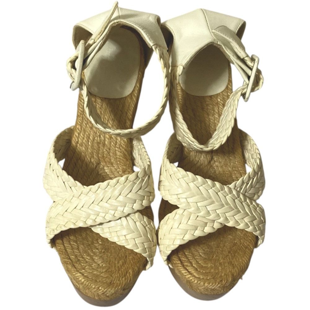 Hermes Hermes Hermes Mesh Leather Wedge Wood Sandals Leather Shoes DUTY FREE for USA Size ONE SIZE - 2 Thumbnail
