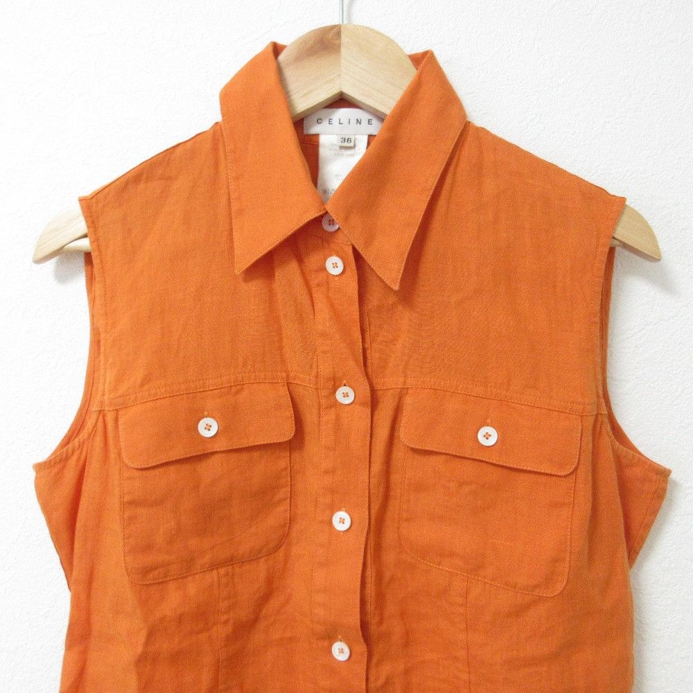 Celine Celine Celine 100% Linen Sleeveless Pullover Shirt Natural Material Tops DUTY FREE for USA Size ONE SIZE - 3 Thumbnail