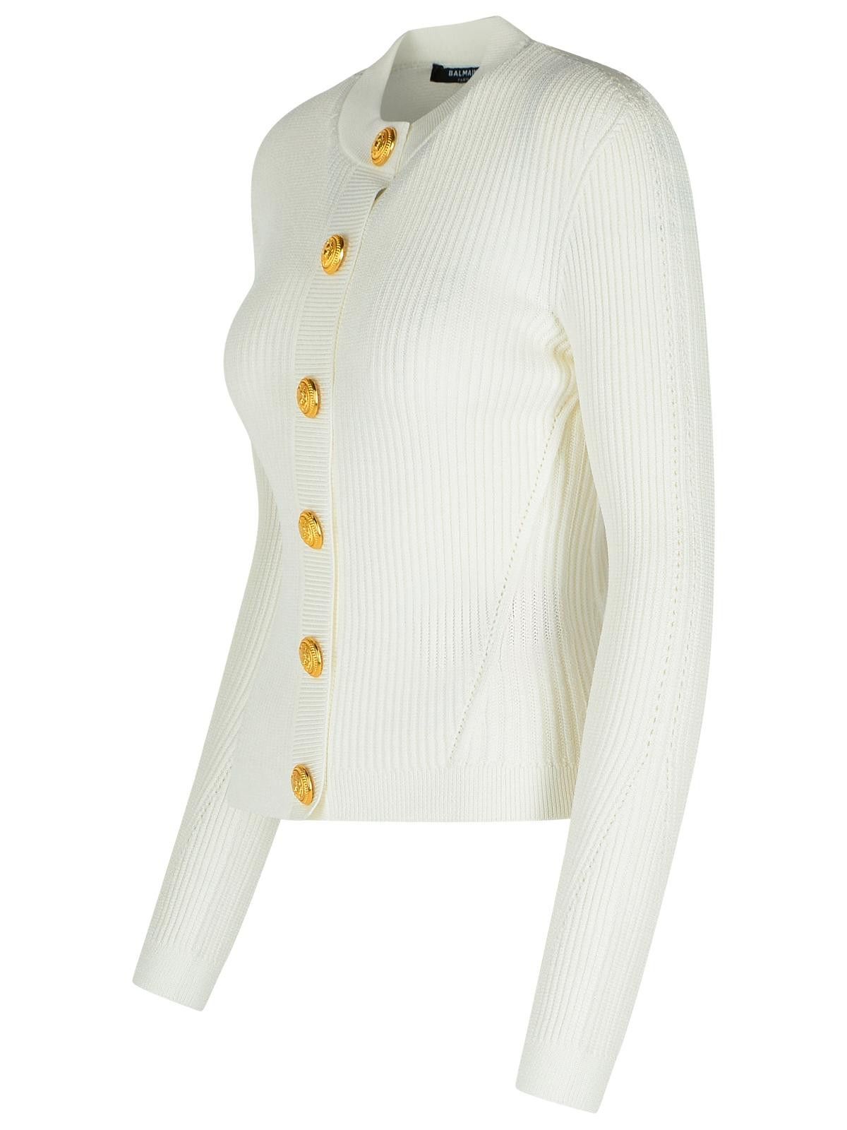 Balmain BALMAIN White Viscose Blend Sweater Size S / US 4 / IT 40 - 2 Thumbnail