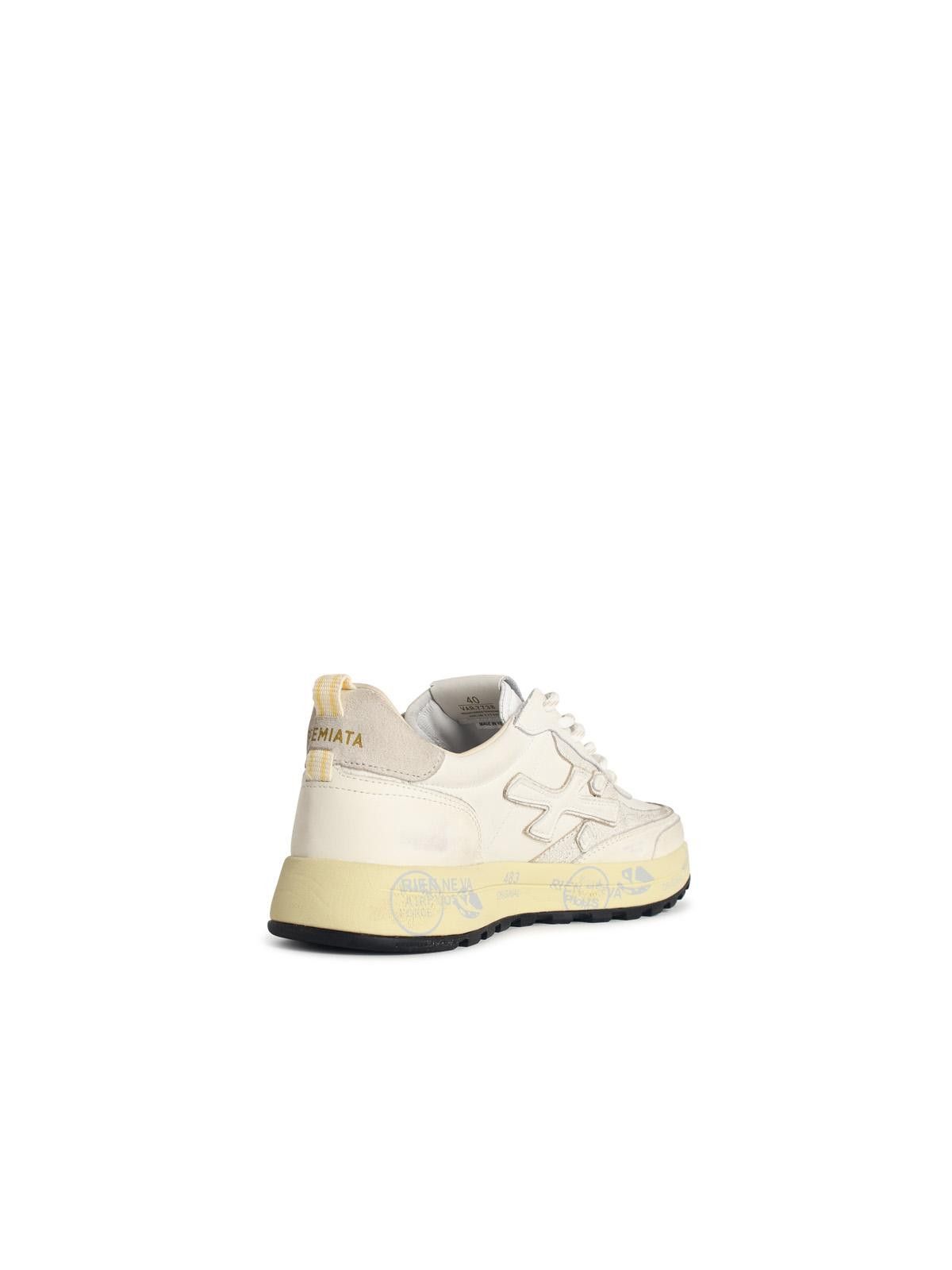 PREMIATA 'Nous 7738' White Leather Blend Sneakers