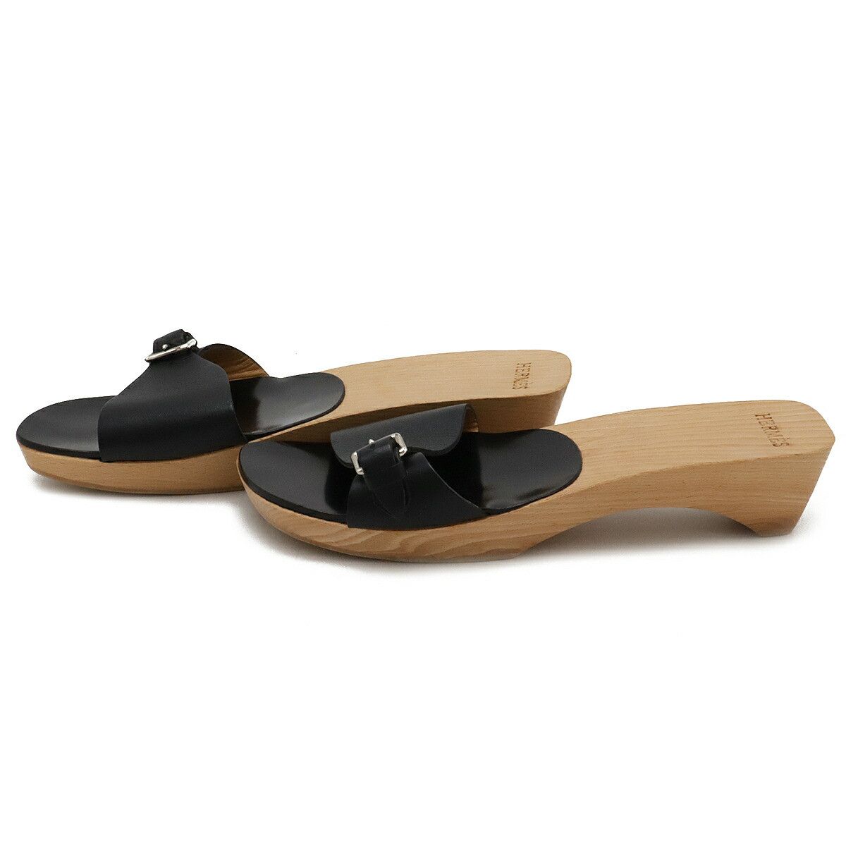 Hermes Hermes Hermes Wood Leather Mule Sandals Leather Shoes DUTY FREE for USA Size ONE SIZE - 2 Thumbnail