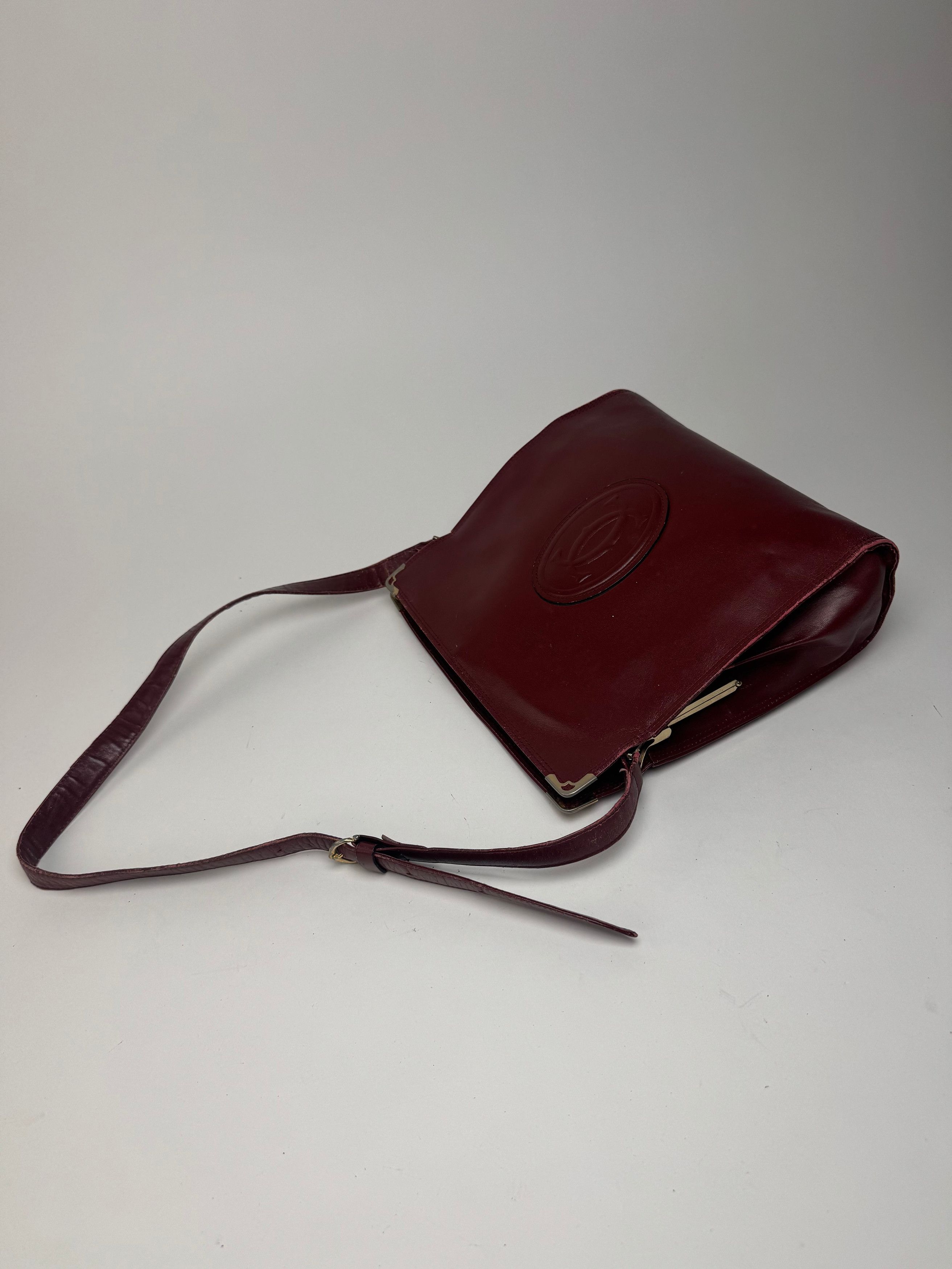 Cartier Vintage Leather Shoulder Bag Burgundy Size ONE SIZE - 10 Thumbnail