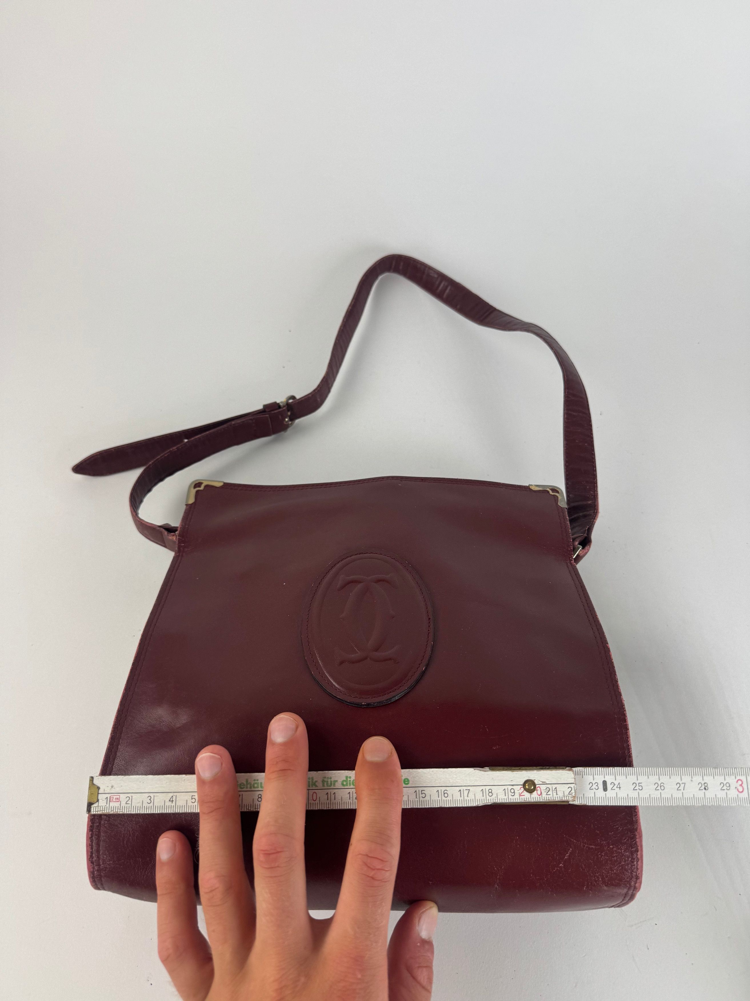 Cartier Vintage Leather Shoulder Bag Burgundy Size ONE SIZE - 13 Thumbnail