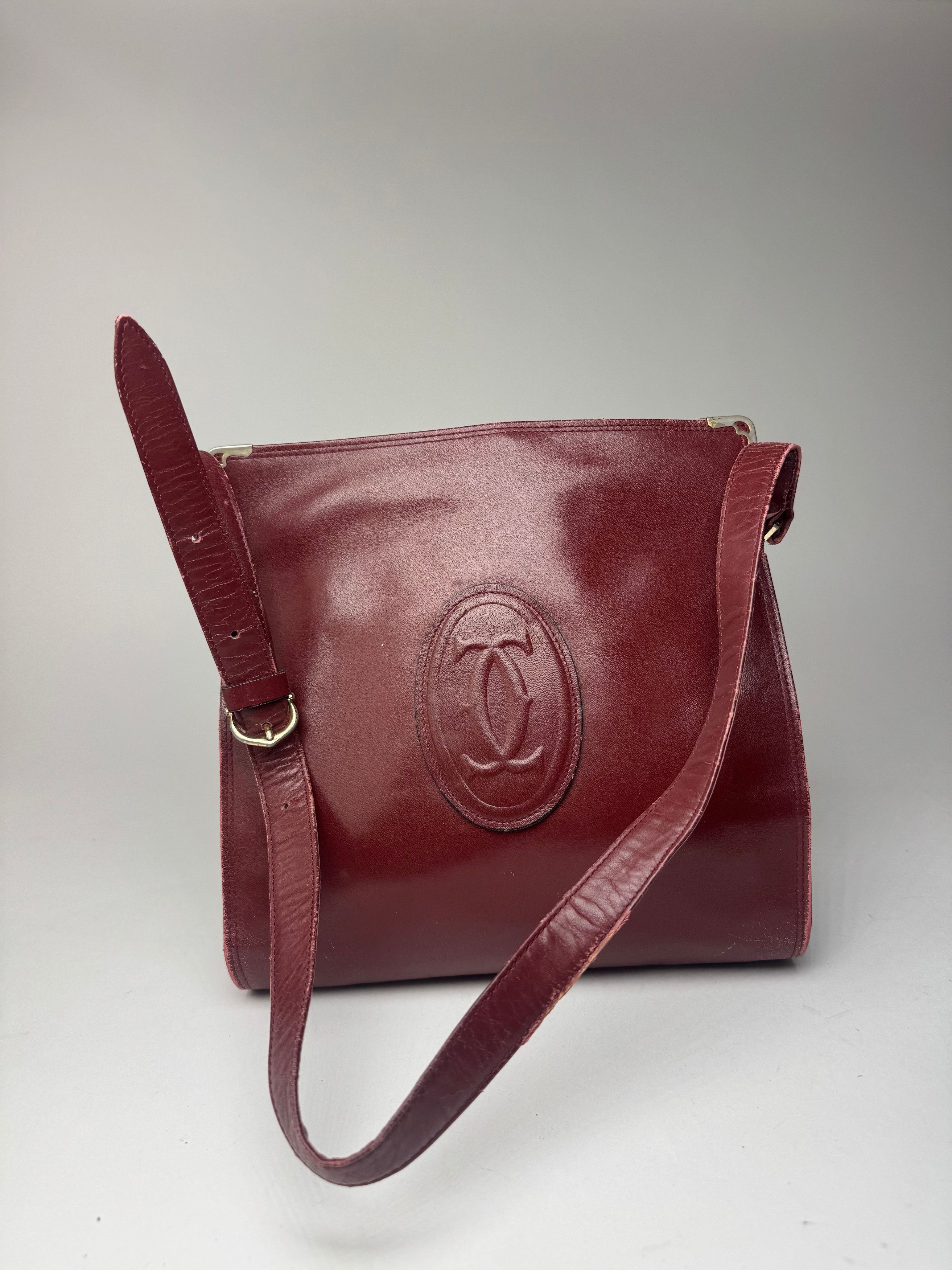 Cartier Vintage Leather Shoulder Bag Burgundy Size ONE SIZE - 5 Thumbnail
