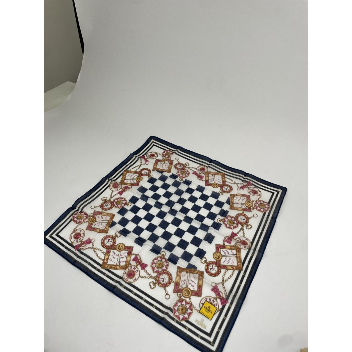 Fendi Navy Silk Scarf Size ONE SIZE - 3 Thumbnail