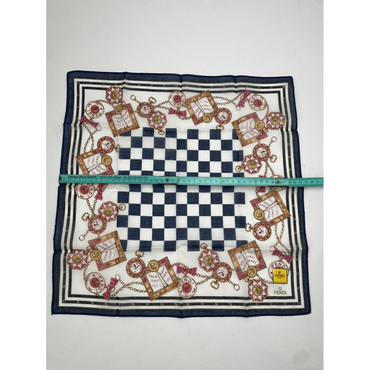 Fendi Navy Silk Scarf Size ONE SIZE - 4 Thumbnail