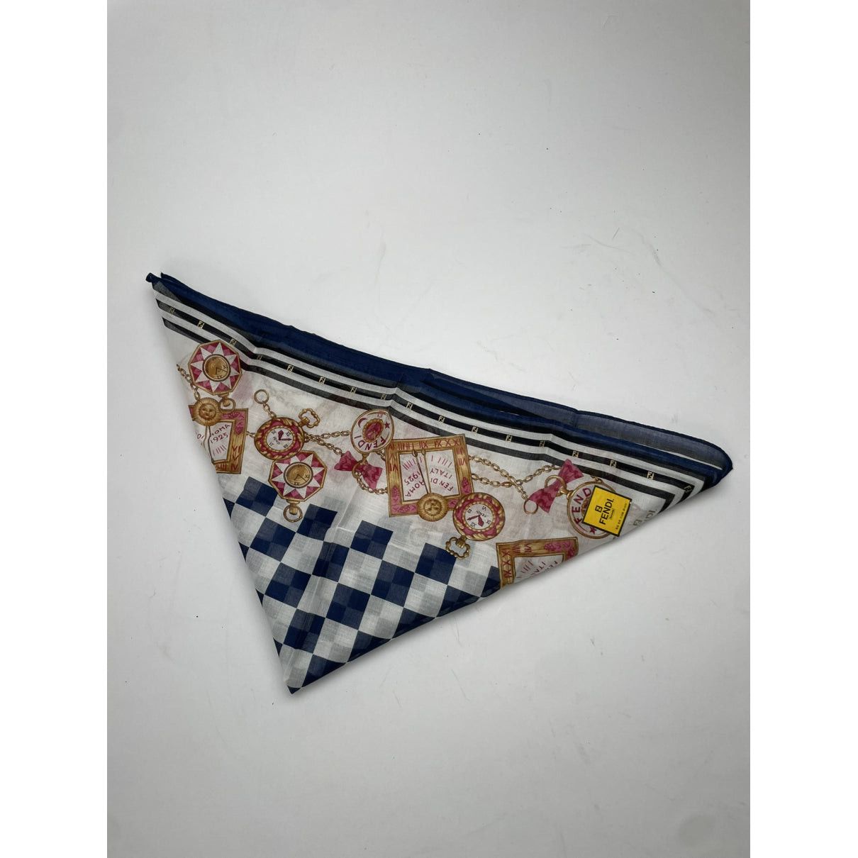 Fendi Navy Silk Scarf Size ONE SIZE - 5 Thumbnail