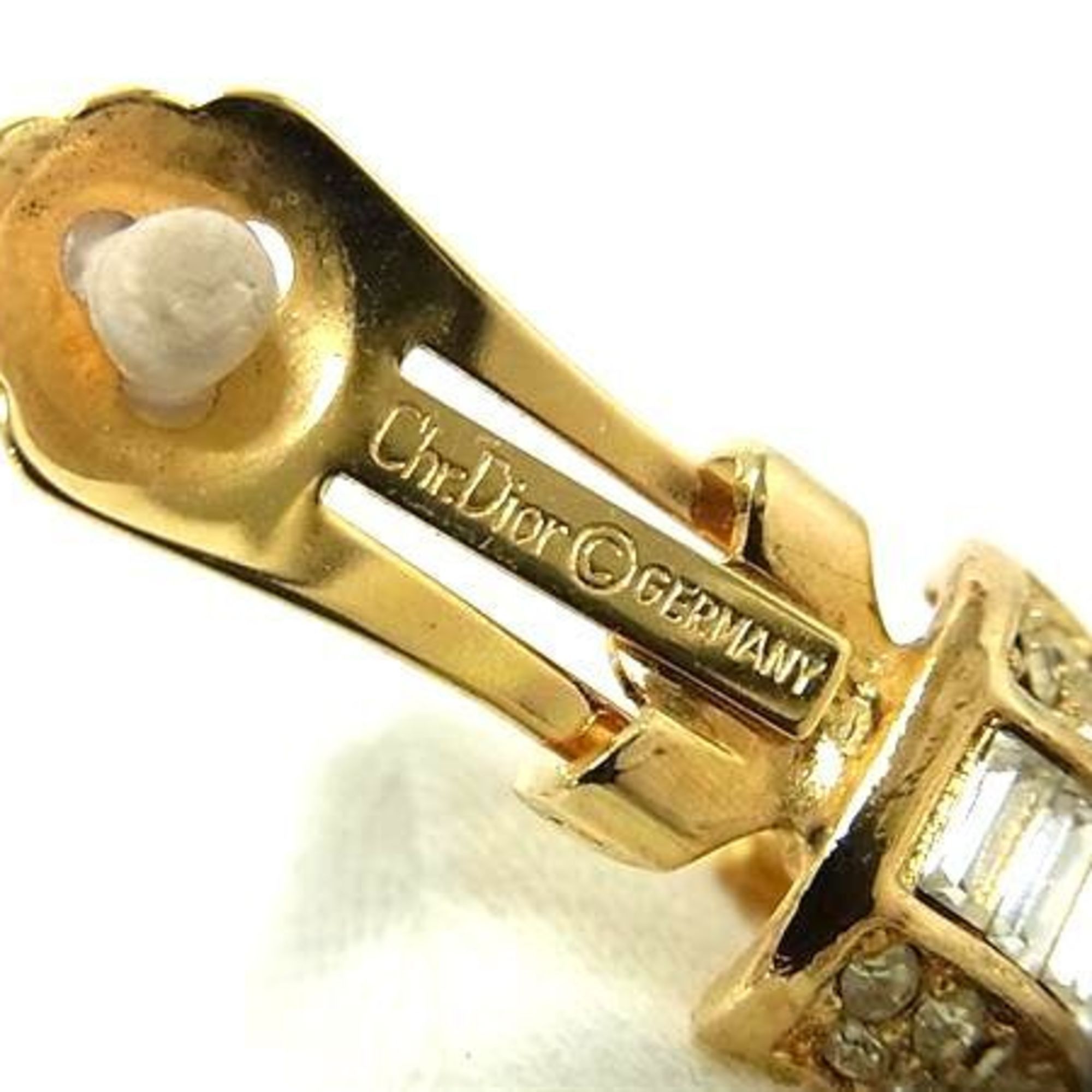 Dior Christian Dior Earrings - Gold and Green Metal with Rhinestones Colored Stones for Women Size ONE SIZE - 2 Thumbnail