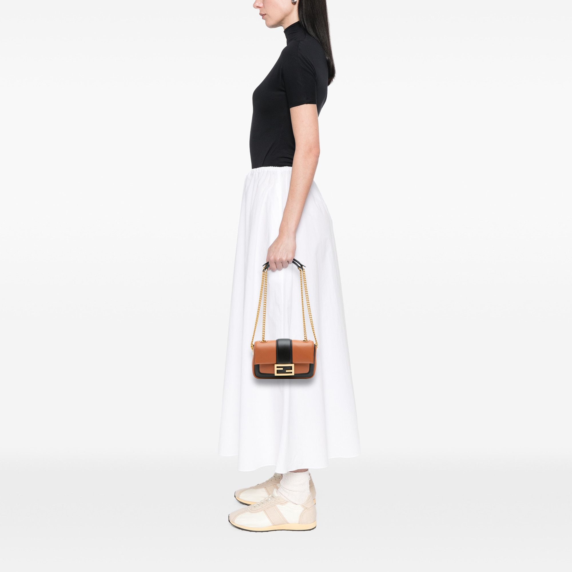 Fendi Fendi Mini Bicolor Nappa Apolo Chain Baguette Shoulder Bag Size ONE SIZE - 11 Thumbnail