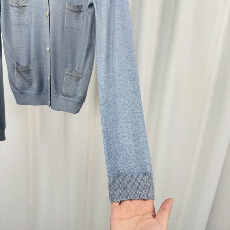 Prada Prada Sky Blue Wool Blend Cardigan for Women Size XL / US 12-14 / IT 48-50 - 4 Thumbnail