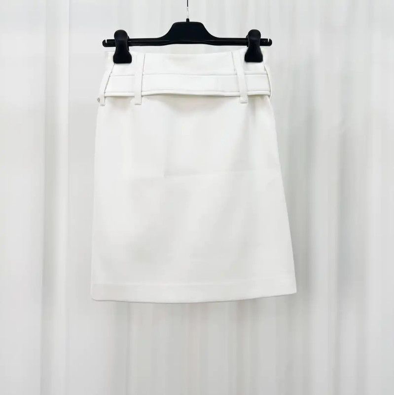 Prada Prada White Nylon Midi Skirt for Women Size 23" - 2 Thumbnail