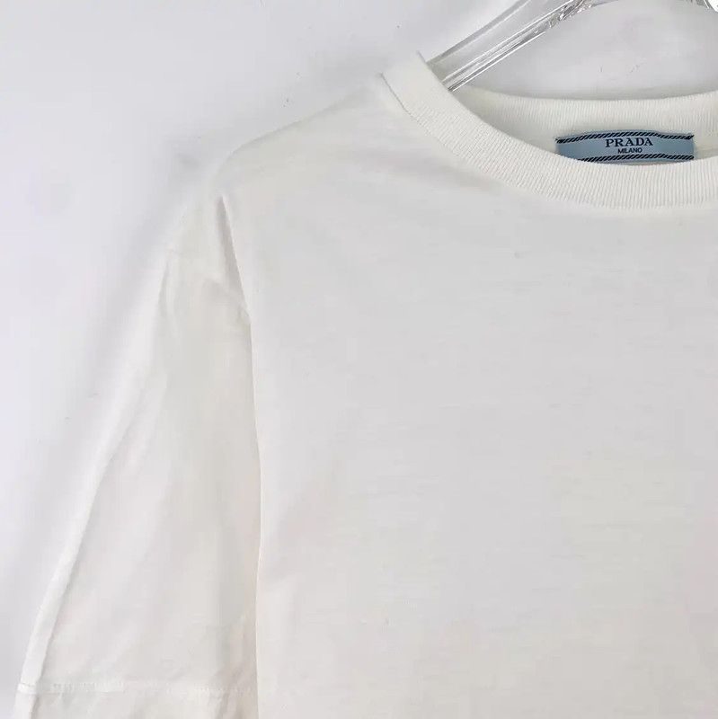 Prada Prada White Cotton T-Shirt for Women Size S / US 4 / IT 40 - 3 Thumbnail