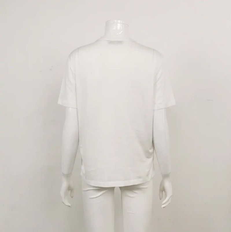Prada Prada White Cotton Logo Embroidered T-Shirt Size XS / US 0-2 / IT 36-38 - 2 Thumbnail