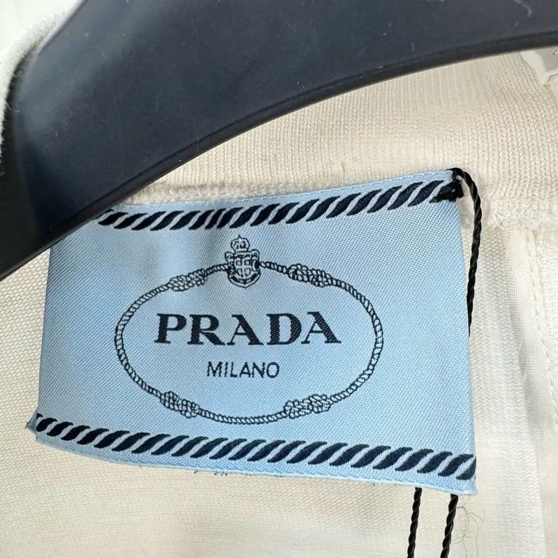 Prada Prada White Cotton Sleeveless Dress for Summer Size L / US 10 / IT 46 - 5 Thumbnail