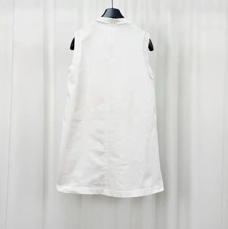 Prada Prada White Cotton Sleeveless Dress for Summer Size L / US 10 / IT 46 - 2 Thumbnail