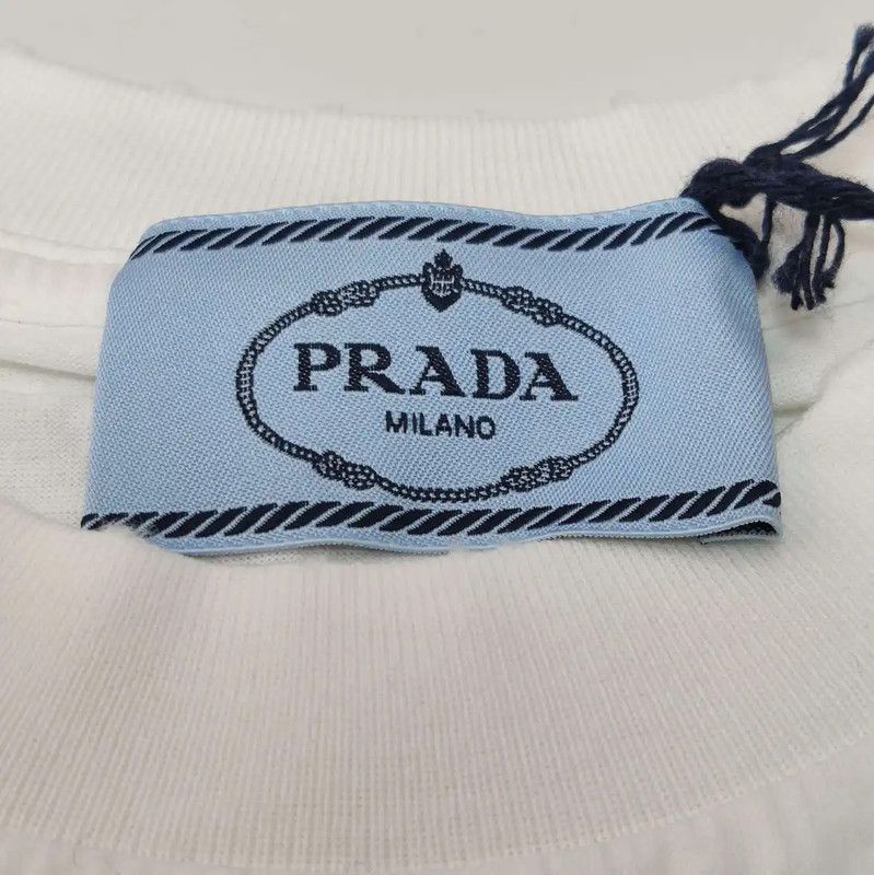 Prada Prada White Cotton Short Sleeve T-Shirt Size S / US 4 / IT 40 - 6 Thumbnail