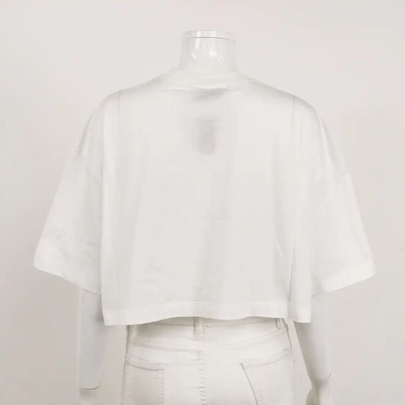 Prada Prada White Cotton Short Sleeve T-Shirt Size S / US 4 / IT 40 - 2 Thumbnail
