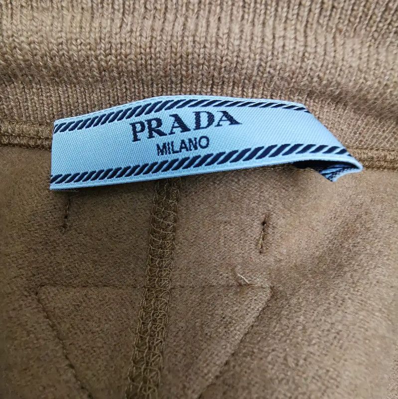 Prada Prada Khaki Cashmere Embroidered Logo Casual Pants Size 24" / US 00 / IT 34 - 4 Thumbnail