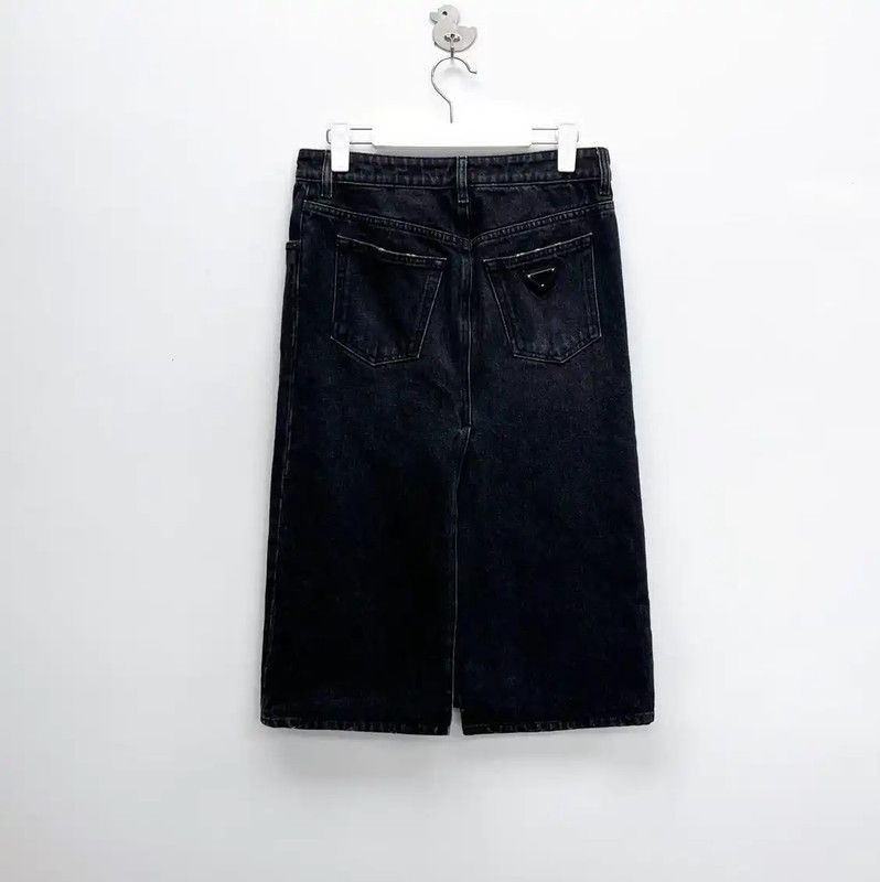 Prada Prada Black Denim Midi Skirt for Women Size 24" / US 00 / IT 34 - 2 Thumbnail