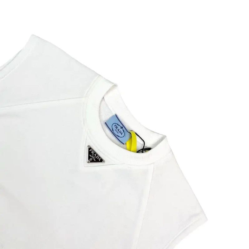 Prada Prada White Cotton Women's T-Shirt Size S Size S / US 4 / IT 40 - 3 Thumbnail