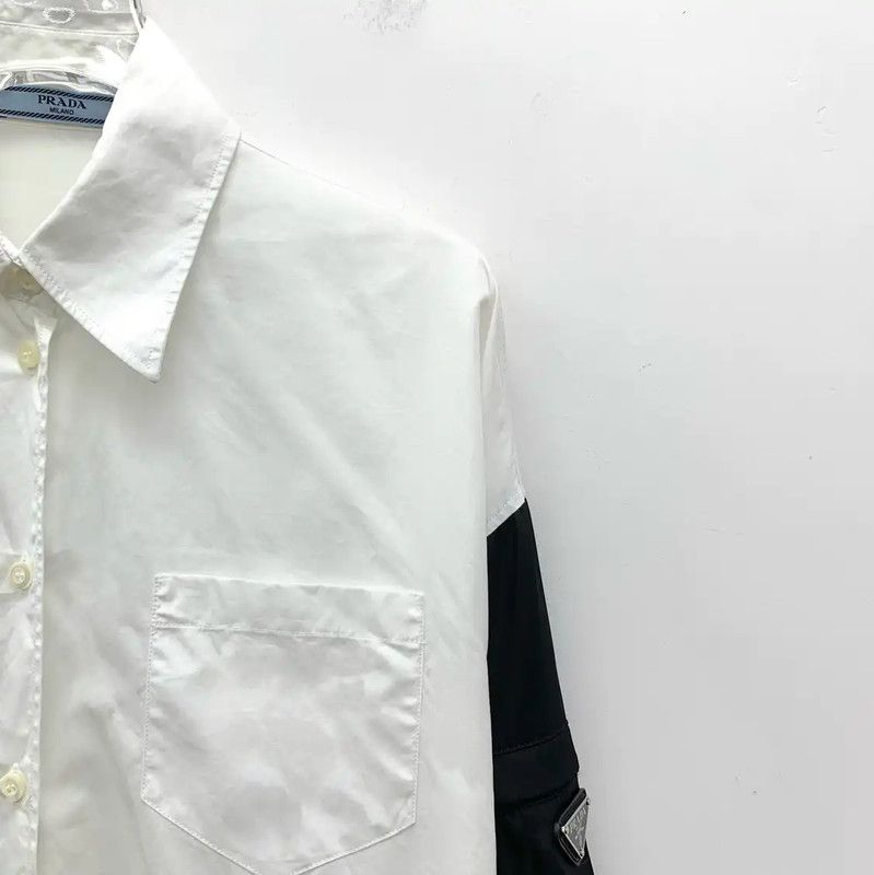 Prada Prada Women's Cotton Shirt with Black Sleeves Size M / US 6-8 / IT 42-44 - 3 Thumbnail