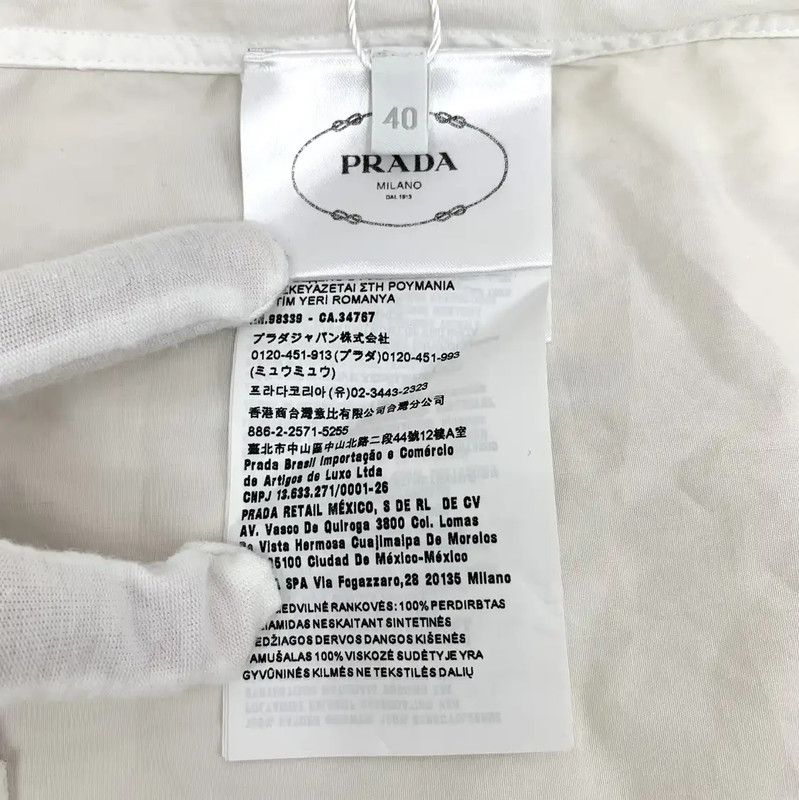 Prada Prada Women's Cotton Shirt with Black Sleeves Size M / US 6-8 / IT 42-44 - 7 Thumbnail