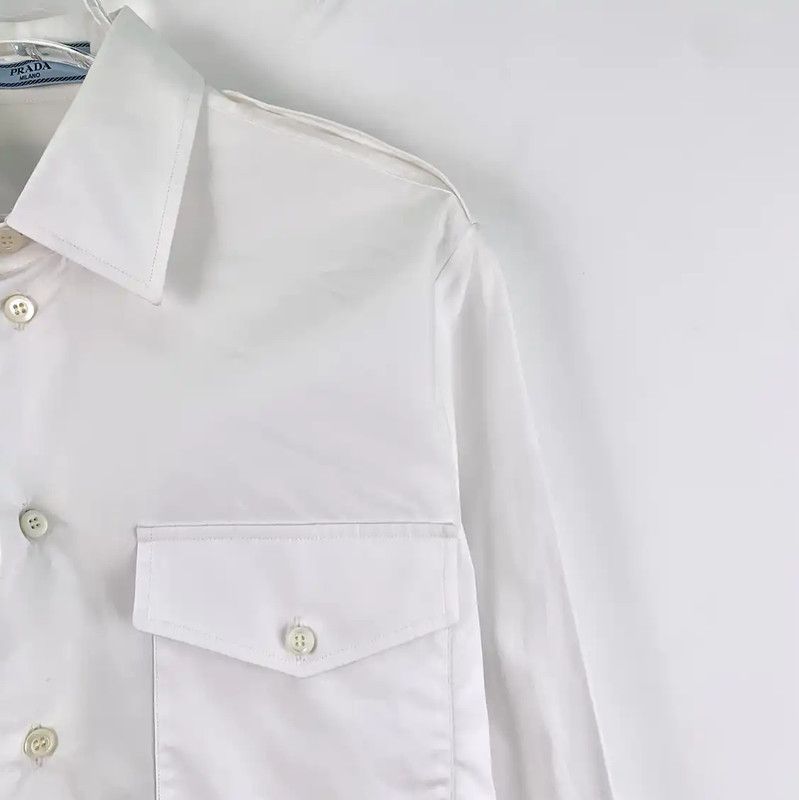 Prada Prada White Cotton Women's Shirt Size S / US 4 / IT 40 - 3 Thumbnail