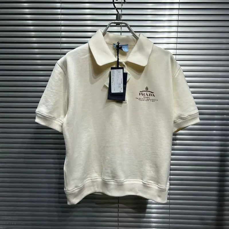 Prada Prada Summer White Cotton Embroidered Tee Size S / US 4 / IT 40 - 2 Thumbnail