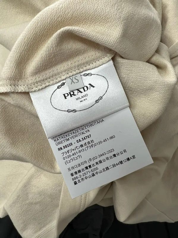 Prada Cream Long Sleeve Embroidered Dress