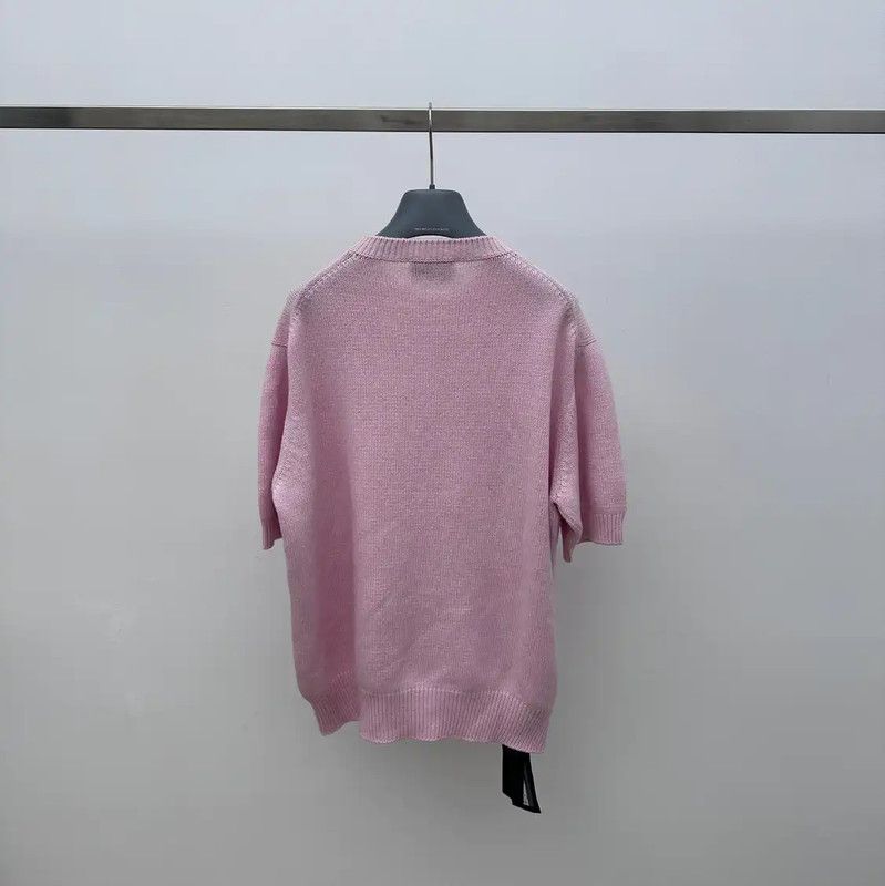 Prada Prada Pink Knitted Sweater for Women Size L / US 10 / IT 46 - 2 Thumbnail