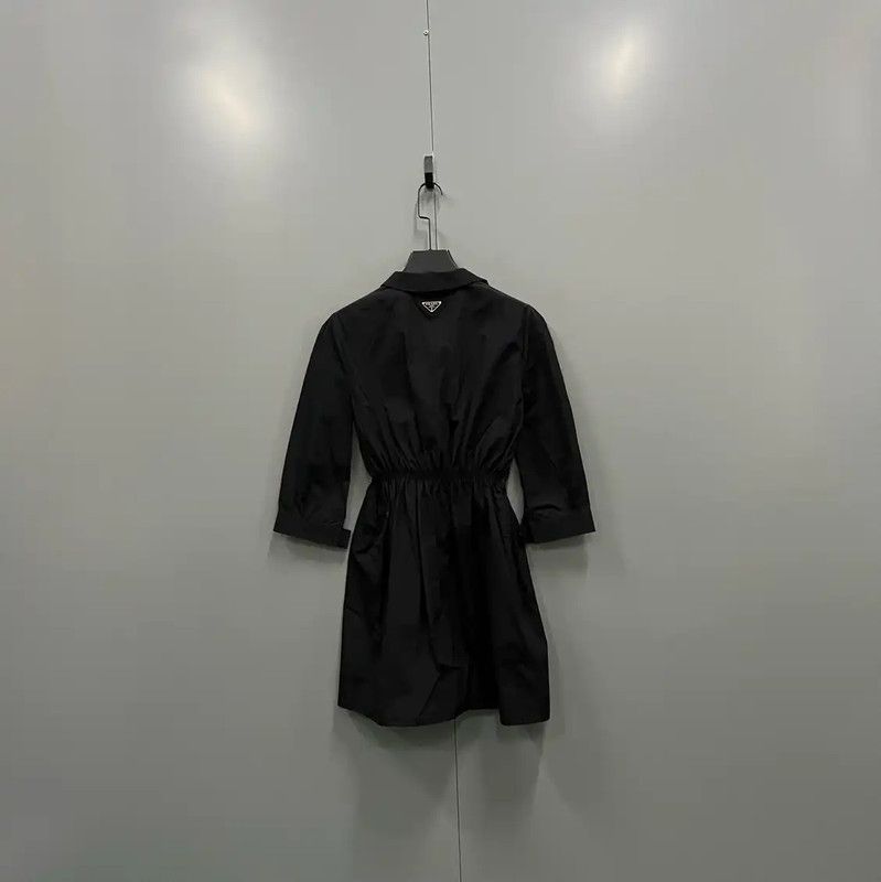 Prada Prada Black Cotton Long Sleeve Dress for Women Size ONE SIZE - 4 Thumbnail
