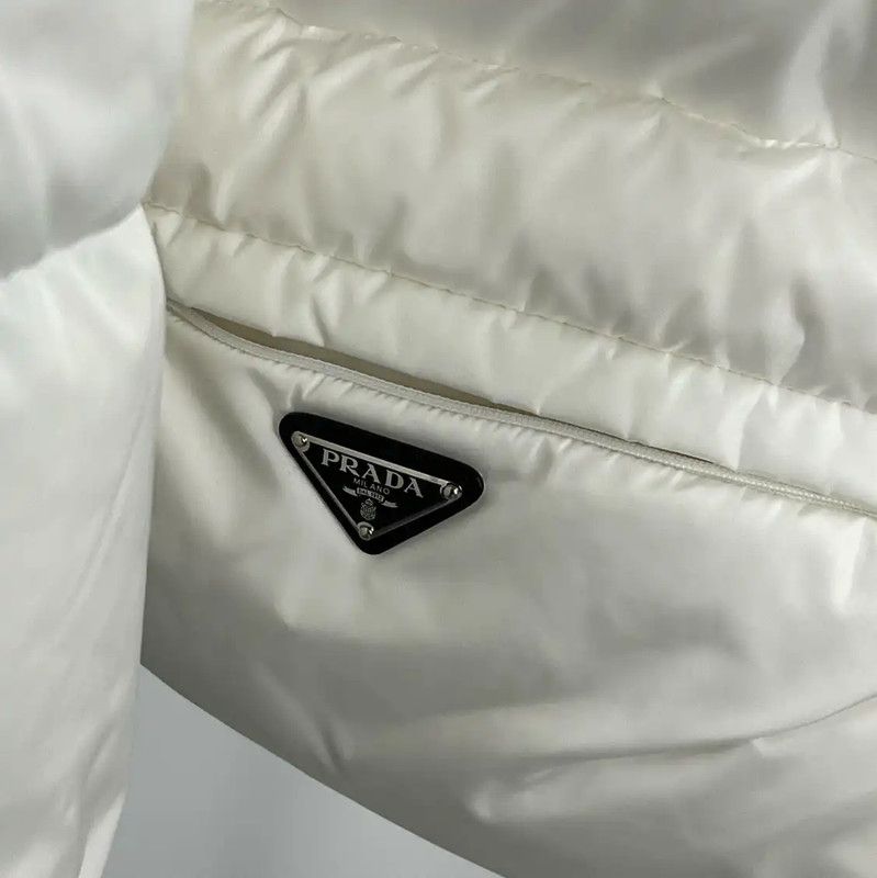 Prada Prada White Recycled Fiber Women's Puffer Jacket Size XS / US 0-2 / IT 36-38 - 3 Thumbnail