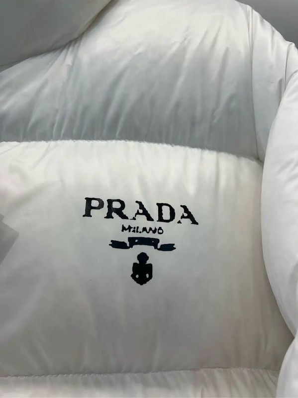 Prada Prada Winter White Logo Short Puffer Size L / US 10 / IT 46 - 2 Thumbnail
