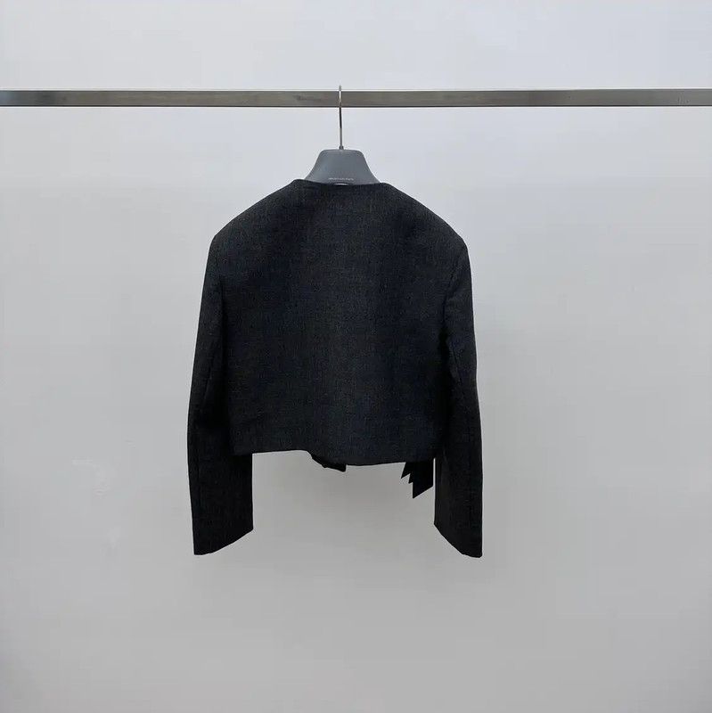 Prada Prada Gray Women's Cropped Jacket Size M / US 6-8 / IT 42-44 - 2 Thumbnail