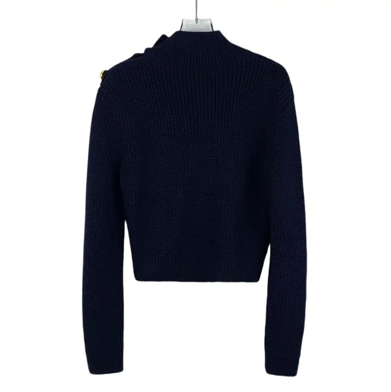 Prada Prada Dark Blue Knitted Wool Sweater Size S / US 4 / IT 40 - 2 Thumbnail