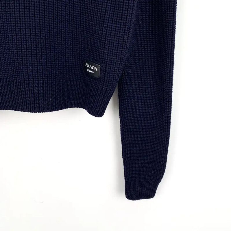 Prada Prada Dark Blue Knitted Wool Sweater Size S / US 4 / IT 40 - 6 Thumbnail