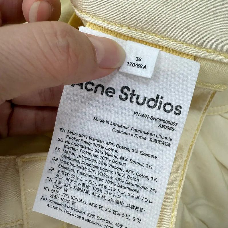 Acne Studios Acne Studios Summer Yellow Cotton Blend Shorts Size 23" - 7 Thumbnail