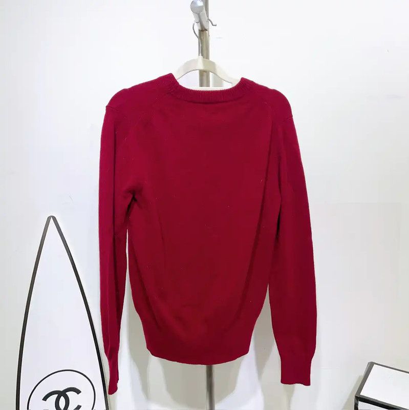 Acne Studios Acne Studios Red Wool Blend Logo Long Sleeve Top Size XS / US 0-2 / IT 36-38 - 2 Thumbnail