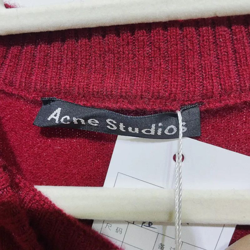 Acne Studios Acne Studios Red Wool Blend Logo Long Sleeve Top Size XS / US 0-2 / IT 36-38 - 7 Thumbnail