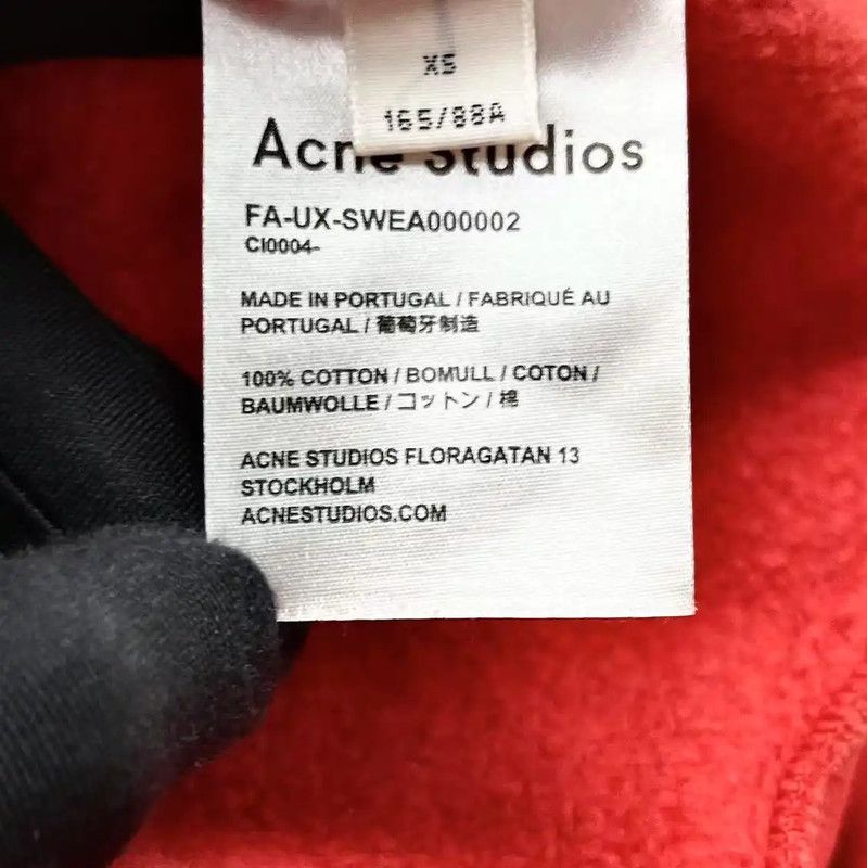 Acne Studios Acne Studios Red Embroidered Cotton Blend Short Sweatshirt Size XS / US 0-2 / IT 36-38 - 4 Thumbnail