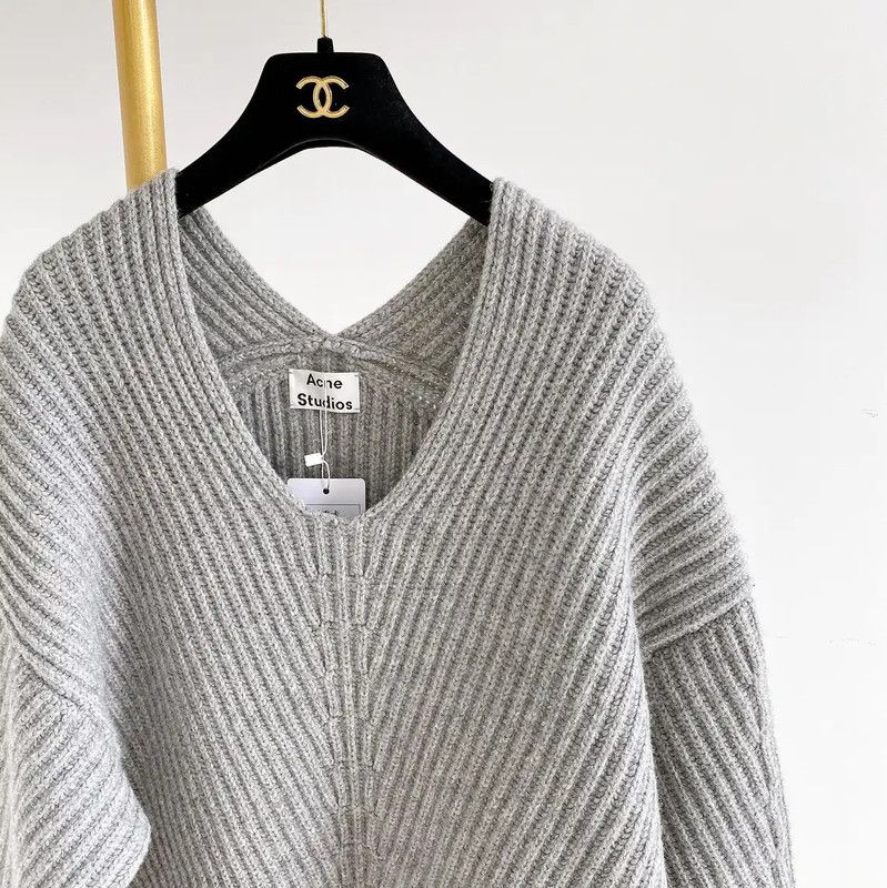 Acne Studios Acne Studios Gray Wool Ribbed Sweater Size XXS / US 00 / IT 34 - 5 Thumbnail