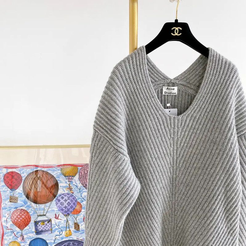 Acne Studios Acne Studios Gray Wool Ribbed Sweater Size XXS / US 00 / IT 34 - 3 Thumbnail