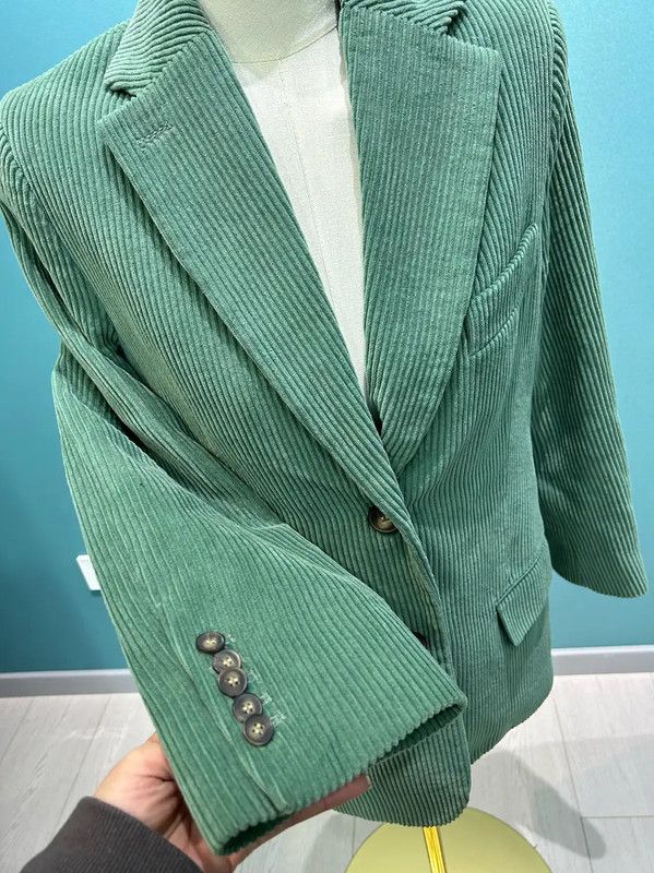 Acne Studios Acne Studios Green Corduroy Jacket for Women Size S / US 4 / IT 40 - 6 Thumbnail