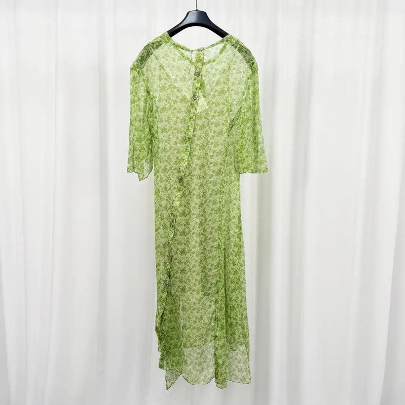 Acne Studios Acne Studios Green Silk Floral Maxi Dress Size S / US 4 / IT 40 - 2 Thumbnail