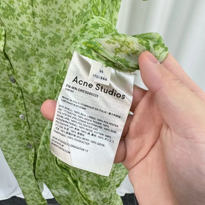 Acne Studios Acne Studios Green Silk Floral Maxi Dress Size S / US 4 / IT 40 - 6 Thumbnail